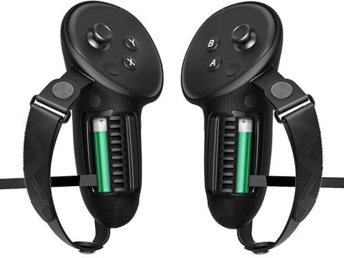 OURVR Upgraded Controller Grips Cover For Quest 3, with Knuckle Straps and Battery Opening design, Grips Cover VR Accessories Compatible with Meta Quest 3(Not fit original charging station)