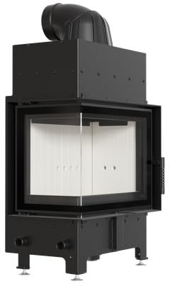 KRATKI Kamineinsatz aus Stahl Floki 8kW Eck Links Ø160 BImSchV 2 EEK A | Kamineinsatz aus Stahl, schwarz, 79,7% Wirkungsgrad, raumluftunabhängig, Ecodesign, Glasfront, Aschekasten