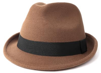 Zylioo L Filz-Gangster Hut,Großer Winter Trilby Fedora Bogarthut Mafia Hut