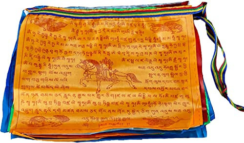 Bandera tibetana. Banderas de oración tibetanas, Banderas de oración tibetanas al aire libre de largo 7 m, meditación de decoración budista hecha a mano for el hogar, sala de estar, jardín, decoración
