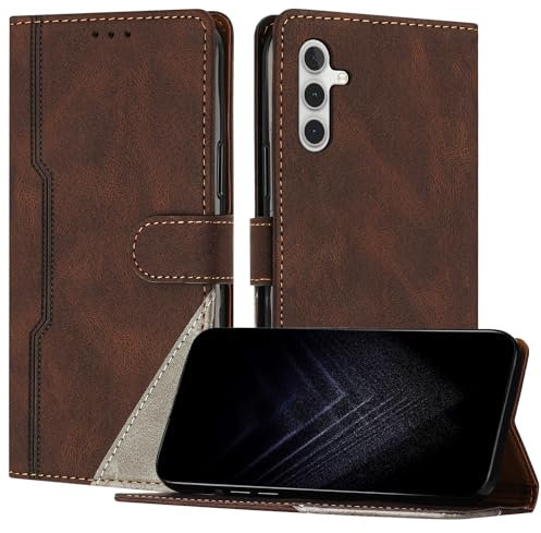 Netany Étui pour Samsung Galaxy M14 5G, Housse en Cuir PU avec [Protection Antichoc TPU] [Fonction Support] [Porte-Cartes ] Antichoc Magnétique Coque pour Galaxy M14 5G - Marron