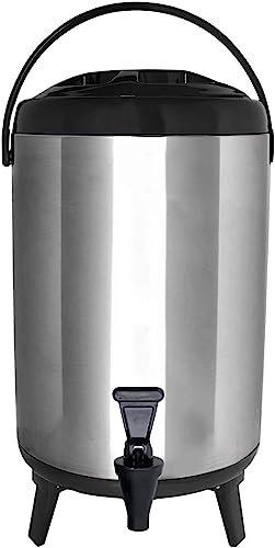 ANSNOW Barril Termo de Acero Inoxidable, Aislamiento Frío Y Caliente, Dispensador de Bebidas Aislado Portátil con Soporte/-/6L