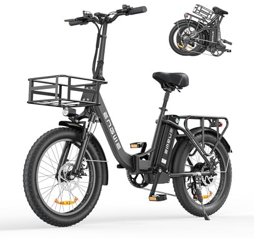 ENGWE Electric Bike 20 Folding Fat Tire Electric Bicycle with Removable 15.6Ah Battery, Up To 140KM Range, 7-Speed Folding Ebike for Adults