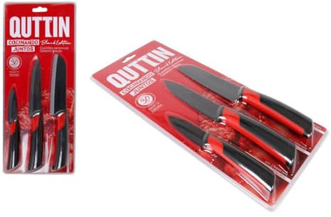 QUTTIN | Set De 3 Cuchillos Ceramicos Black Edition - Set de Cuchillos Cocina - Set de Cuchillos Profesional - Set Cuchillos Calidad