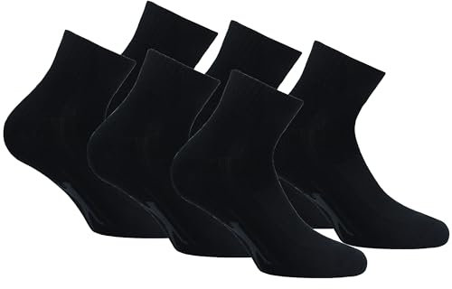 Slazenger 6 Paar Quarter Tech Socken - Frottee Einlegesohle - Damen - Schwarz - 35-38