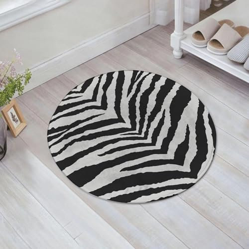 EMFSLA rutschfest Badezimmer Badeteppiche,Weich Hochflor Saugfähig Badvorleger Waschbar Flauschige Mikrofaser Badematte,Schwarzes Zebra,60x60 cm
