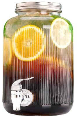 JSDQQG Dispensador De Agua Nevera Vidrio,Dispensador De Jugo,Garrafa De Agua con Grifo,Dispensador De Cerveza,Dispensador De Bebidas,Garrafa con Grifo,Dispensador De Agua Cristal,Abs Faucet,4L