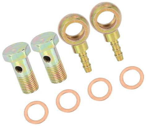 Partuto 2 Set Universal Banjo Hose Barb Bolt Fitting - Metal Bronze Tone