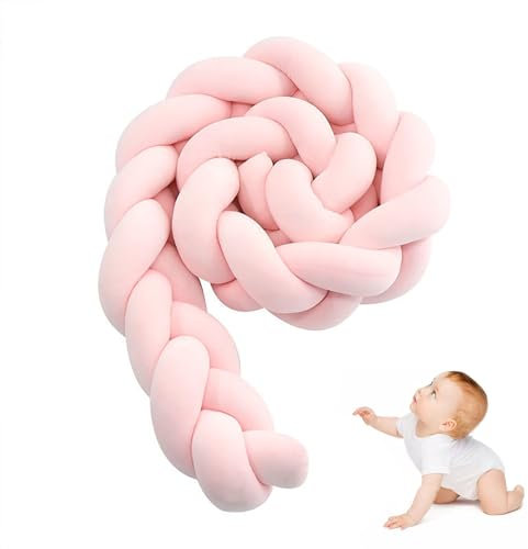 MONDEX Bettschlange Geflochten, 3 Aktien Geflochten Babybett Schutz Umrandung, Nestchen Babybett Umrandung, Baumwolle Seitenschläferkissen Stillkissen - ideal zu verschenken,N,1m