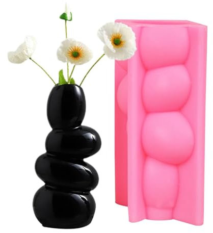 Vase Silicone Molds Pebbles Vase Flower Pot Casting Molds for Jewelry Makeup Brush Flower Holder Display Decor