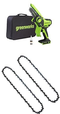 Greenworks 24V Mini Chainsaw 4 Inch (10cm) Cordless Battery Powered Chainsaw Without Battery & Charger,7.8m/s Chain Speed Electric Chainsaw for Tree Branches, Garden Cutting, Courtyard & Household