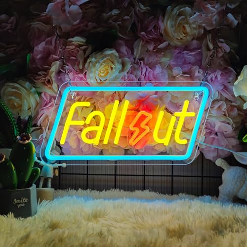 IMEGINA Fallout Neon Sign Gaming Led Neon Sign Fallouts Merchandise Light for Game Room Bedroom Man Cave Wall Decor Fallouts Merchandise USB Powerd Fun Gift for Gamer Man Boys(13.8 * 6.7in)