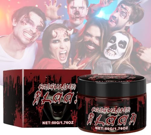 Faux Blood Gel,Realistic Effects Fake Blood,Coagulated Fake Blood,Washable Stage Blood,Faux Sang Coagulé,Kit de Maquillage Effets Spéciaux pour Vampire Zombie Halloween Fake Blood Makeup