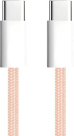 apm Cable USB C vers USB C PD, Charge Rapide 60W, Nylon Tressé Rose, Cordon USB Type C, Cable pour iPhone 16 Pro Max 15 Galaxy S24 Ultra S23 A55 A35 iPad Pro Air MacBook Steam Deck (1M), 600413