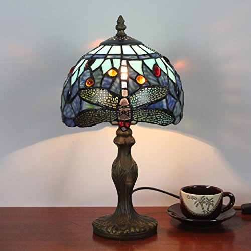 Faucet 8 Inch Flower Dragonfly Pastoral Retro Antique Table Lamp Bedside Lamp water-tap