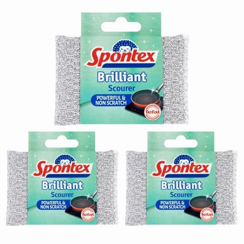 Brilliant Non Scratch Scourer x 3, Long Lasting Cleaning Aluminium Sponge Pad with Welari Thank You Card | (3pack)