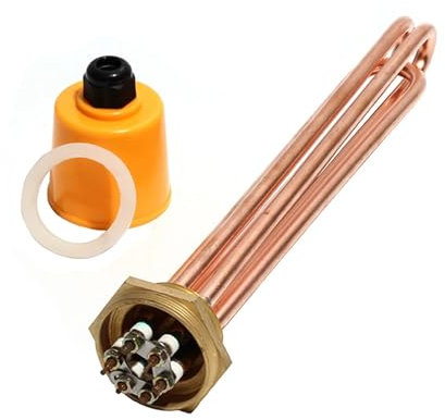 KAYOUDE 1 1/2 Inch/DN40 All Copper Hexagon Thread Heater 110V/220V/380V 3KW/4.5KW/6KW/9KW/12KW Water Heater Element For Boiler Electric Water Heater(380V,6KW 240mm)