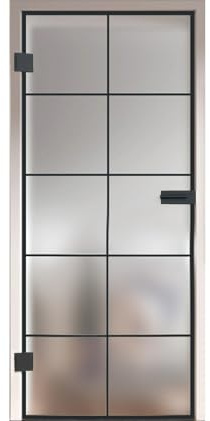 HORI Loft Glastür aus ESG-Sicherheitsglas: Modernes quadratisches Design Glastür Innentür für Wohnräume als stilvoller Raumteiler oder Raumtrenner – Unsere hochwertige Tür aus satiniertem Milchglas