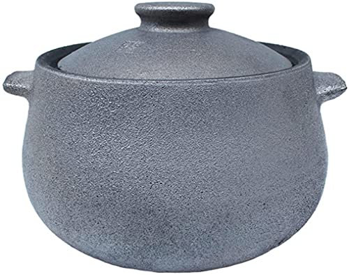 HYRTHAFSDF Keramik-Auflaufform, Tontopf, Auflauf, Eintopf, Gaskochtopf, Suppentopf, Gesundheitstopf, altmodischer Tontopf, grau, 6 l