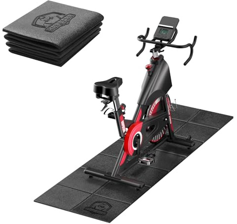 HAPBEAR Foldable Treadmill Mat, 173×61cm/ 200×90cm×5mm, Exercise Bike Mat, Heavy-Duty Floor Protector, Non-slip, Noise Reduction, Waterproof
