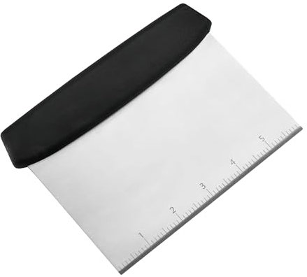 Dough Scraper Cutter with Handle and Measuring Scale for Pizza, Bread, Pastry, Stainless Steel, Bench Scraper,Dough Cutter,15 x 7.5 cm, Silver