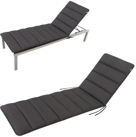HAVE A SEAT Living - Auflage Gartenliege Flair | 200x60 cm - Weiche Universal Sonnenliege Auflage Dünn - Komfortabel, Wetterfest, Waschbar bis 95° C - Made in Germany (200x60 cm, Grau/Anthrazit)