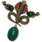 Fhkpsqkcn Élégante broche en porcelaine de serpent indienne vivante acésorie des couleurs portable pour enfants et adultes tendance tenues élégantes