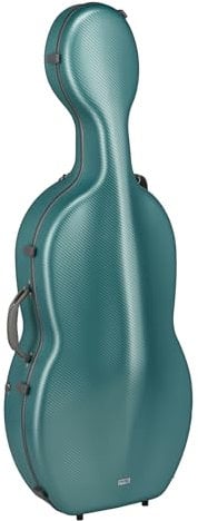 GEWA Celloetui FUN Series Polycarbonat 4/4 Grün/Grau, Innenausstattung schwarz, 2 abnehmbare Rucksackriemen, Zubehörtasche, gepolsterte Schwebelagerung, zusätzlicher Seitengriff