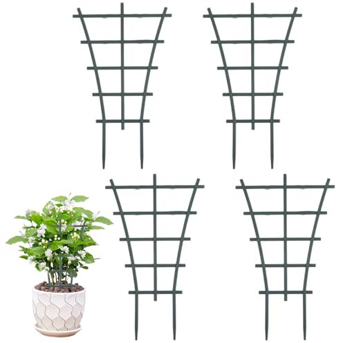 HJZHII 4 tralicci per piante, in plastica, impilabili, per piante rampicanti, mini tralicci da interni, supporto per piante rampicanti in vaso, vite Hoya Pothos