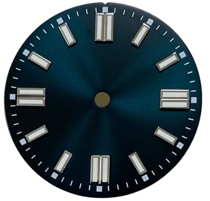 RNSZKIPJ Uhrenzubehör Sonnenmuster Zifferblatt Bar Nagel Grün Leuchtender Schriftzug passend für NH35/8215/2836 Uhrwerk, Tai Mulan Nudeln, 28.5MM