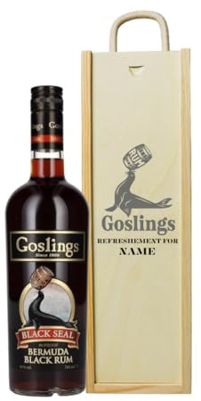 Personalised Goslings Black Seal Rum Gift Set in Wooden Box – Dark Bermudian Rum 70cl – Gift for Men, Boyfriend or Birthday – Alcohol Present with Personalised Keepsake Box