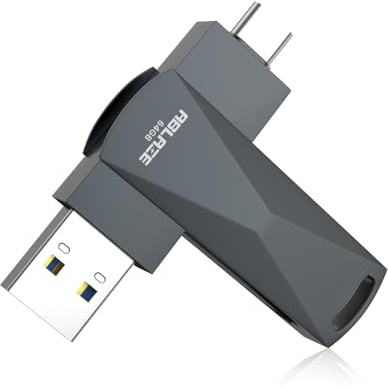 ABLAZE 64 GB USB C Stick Dual USB 3.0 Typ C Speicherstick (Dunkelgrau) | Für i-Phone 16/15, Android, Mac und PC. Schnelle Datenübertragung für Arbeit, Studium, Reisen und Datensicherung.
