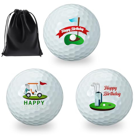 NCTNCX Golf Geschenk Set 3 StüCk Lustige GolfbäLle Personalisiert FüR Golffans MäNner Geschenk Einheit In StandardgrößE Happy Birthday Golf Balls