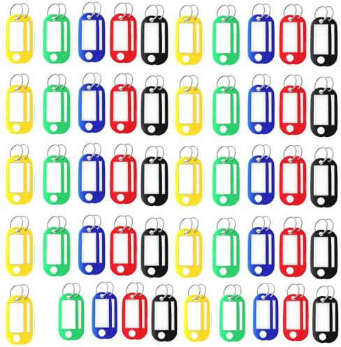 Armastuse 100 Stück Schlüsselanhänger Beschriftbar,5 Farben Schlüssel Anhänger Schlüsselschilder, für Zuhause Büros Pet ID Gepäckanhänger