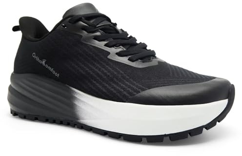 Men's Orthopedic Wide Breathable Diabetic Sport Shoes: Casual Plantar Fasciitis Orthotic Bunions Recovery Arch Support Hammer Toes Trail Sneakers, Park Hiking Standing Walking Shoes Black Size 11