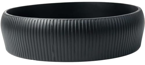 VIVANNO Pflanzschale Rund 30x8 cm Anthrazit - Moderne Schale aus Fiberglas | Robuster Blumentopf mit Rillenstruktur - Deko-Objekt für Innen und Außen - Frostbeständig für Garten und Terrasse