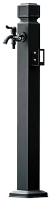 Fontaine Colonne d'eau de jardin en alliage d'aluminium for extérieur, support de tuyau carré autoportant avec robinet à double sortie, robinet vertical à montage au sol column(95cm)