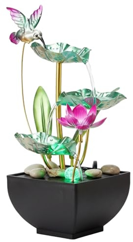 Fontaine Cascade de Bureau à 3 Niveaux avec lumières – Fontaine d'eau de Table d'intérieur pour Bureau à Domicile, Chambre Coucher, Style 2