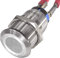 LED-Schalter/Druckknopf Edelstahl - rastend Ø 19 mm - staub- und wasserdicht – stabil & wetterfest - 230V AC - M19 Gewinde (Weiß)