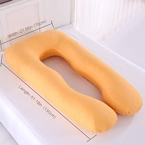 AEIL U-förmiges Schwangerschaftskissen Seitenschläferkissen, Lagerungskissen Kuschelkissen mit Abnehmbarem und Waschbarem Bezug (Orange)