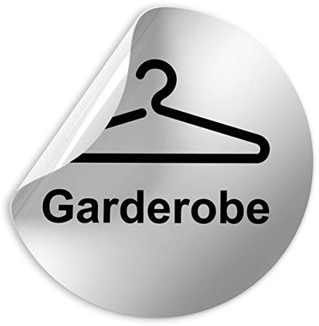 Kinekt3d Leitsysteme Folienschild Schild - Garderobe + Motiv Kleiderbügel - D = 100 mm PVC Silber - Robuste Kratzfeste Folie - UV beständig - Perfekt für Glastüren und alle glatten Flächen