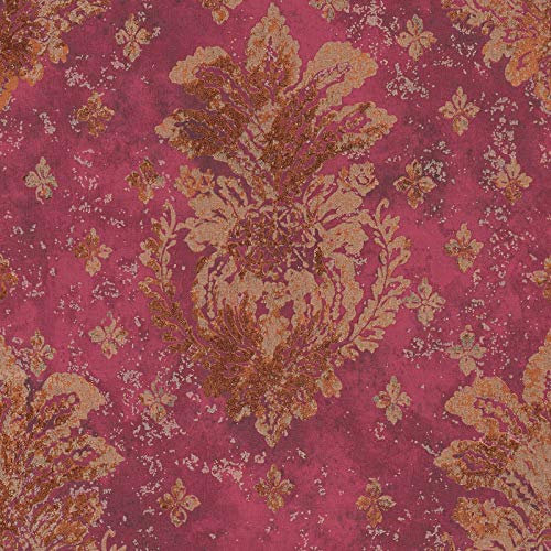 Papier peint bordeaux & doré | Papier peint bohème chic vintage 36456-4 | Papier peint intissé & vinyle | Papier peint chambre adulte & bureau