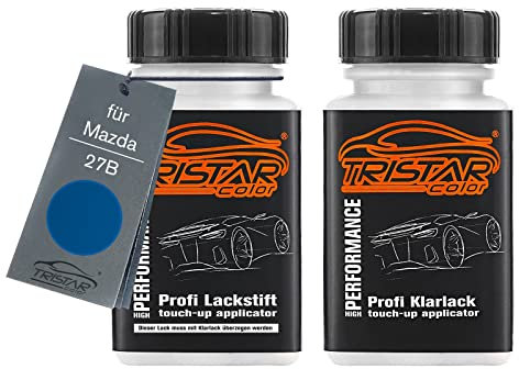 TRISTARcolor Autolack Lackstift Set für Mazda 27B Winning Blue Metallic Basislack Klarlack je 50ml
