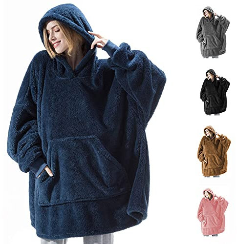 RINOZO Hoodie Blanket, Oversized Sherpa Hoodie, Wearable Hoodie Sweatshirt Blanket, Super Soft Warm Comfortable Blanket Hoodie, One Size Fits All Adults Men Women Teens