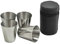 Casecover 4 Pièces/Set 30ml Poli Mini Verre À Vin Timbale en Acier Inoxydable avec Verres Housse en Cuir