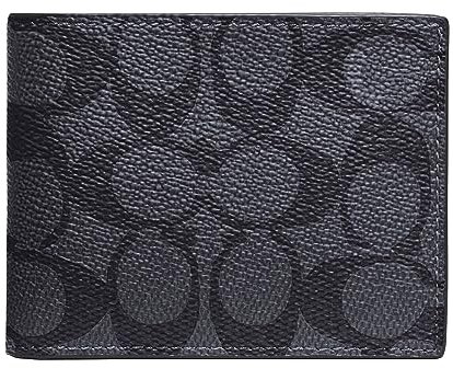 COACH Schlankes Billfold in Signatur., Schwarz (Charcoal/schwarz), Einheitsgröße