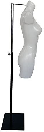 Basic Langer Damen-Torso Weiss inkl. Standfuß, höhenverstellbare Büste, Schaufensterpuppe