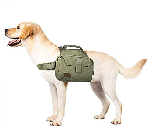 OneTigris Hoppy Camper 2,0 Hunderucksack Camping Wandern Reißen Hundebackpack für M/L Größe Hunde (M, Ranger Grün)
