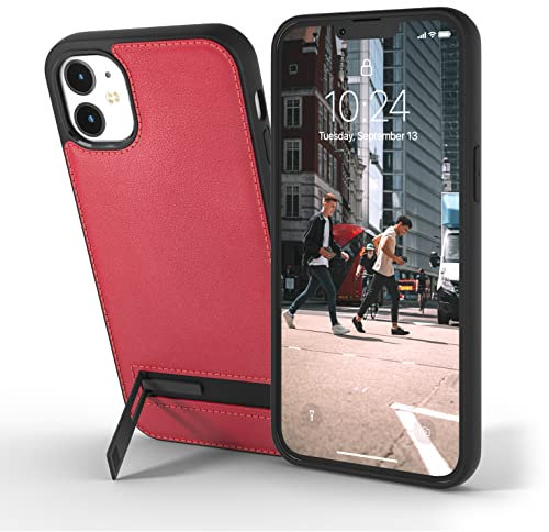 Snakehive Metro Leather Case for Apple iPhone 12/12 Pro || Real Leather Phone Case with Stand || Genuine Leather & MagSafe Compatible Leather Cover with Kickstand (Red)