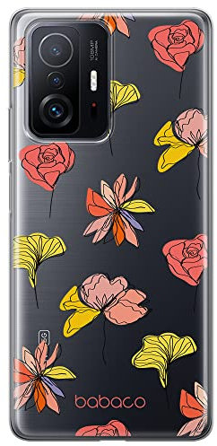 ERT GROUP custodia per cellulare per Xiaomi 11T 5G / 11T PRO 5G originale e con licenza ufficiale Babaco, modello Flowers 012 adattato alla forma dello smartphone, parzialmente trasparente